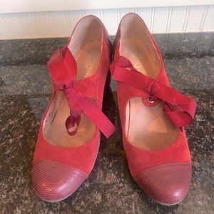Jeffrey Campbell Mary Jane wedges w/ribbons